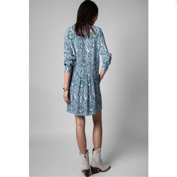 Zadig & Voltaire Rougi Silk Dress Blue - Picture 2 of 12